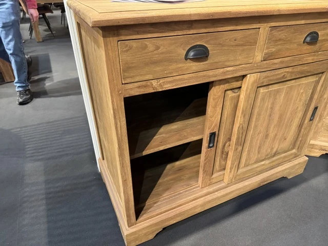 Sideboard Holz Teak, Anrichte mit Schubladen Massivholz Teak, Breite 115 cm