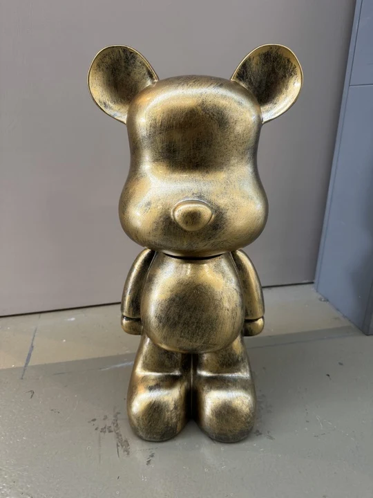 Deko Bär Bronze-Gold, moderne Bär-Figur Gold, Höhe ca. 48 cm