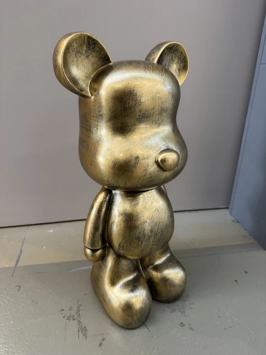 Deko Bär Bronze-Gold, moderne Bär-Figur Gold, Höhe ca. 48 cm