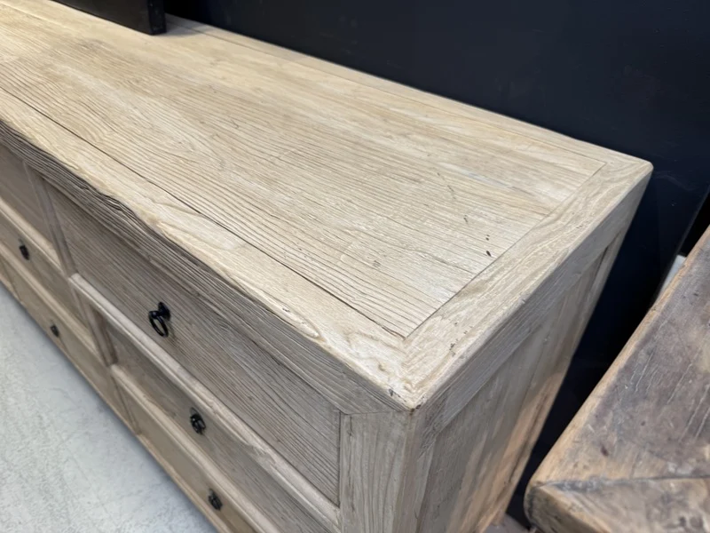 Altholz Sideboard Natur-grau, Anrichte mit Schubladen Altholz, Kommode Altholz, Breite 180 cm