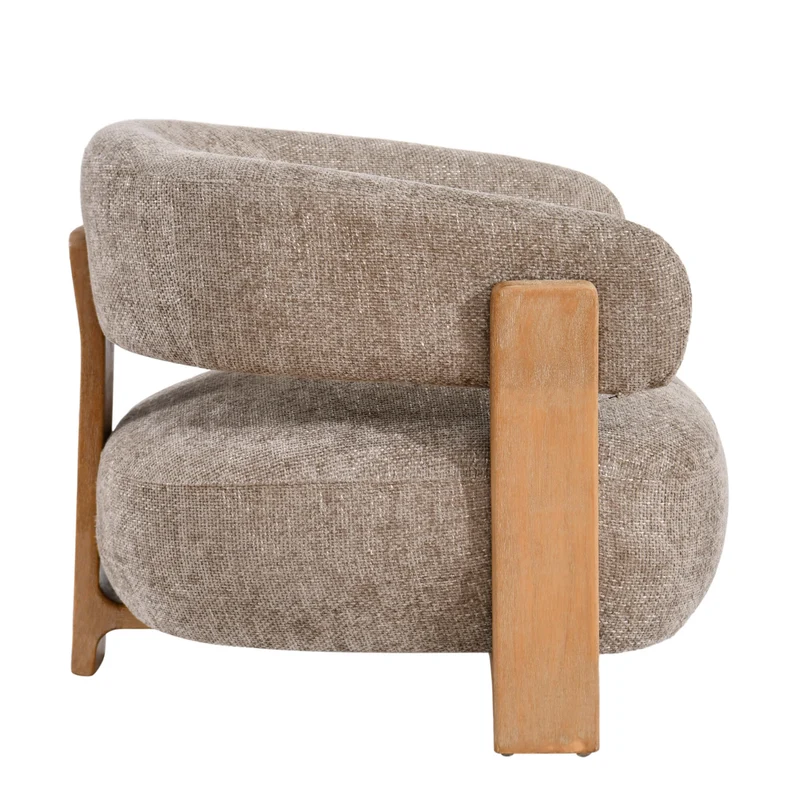 Sessel taupe, Sessel Holz-Gestell, Sessel gepolstert taupe, Breite 86 cm