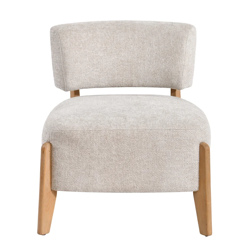 Sessel creme Sessel Holz-Gestell, Sessel gepolstert creme, Breite 73 cm