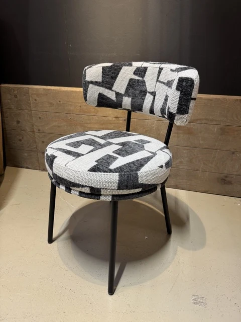 Esszimmerstuhl schwarz-weiß rund, Stuhl rund creme-weiß