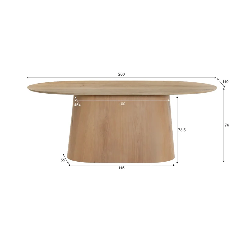 Esstisch oval Eiche furniert , ovaler Tisch Eiche-Natur Farbe, Länge 230 cm