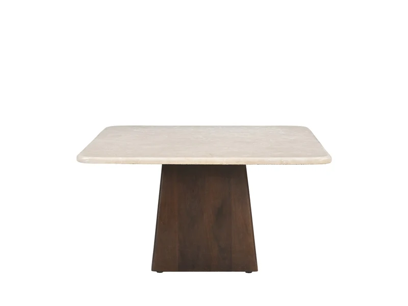 Couchtisch Marmor-Tischplatte beige-weiß , Couchtisch beige-braun, Maße 75x75 cm