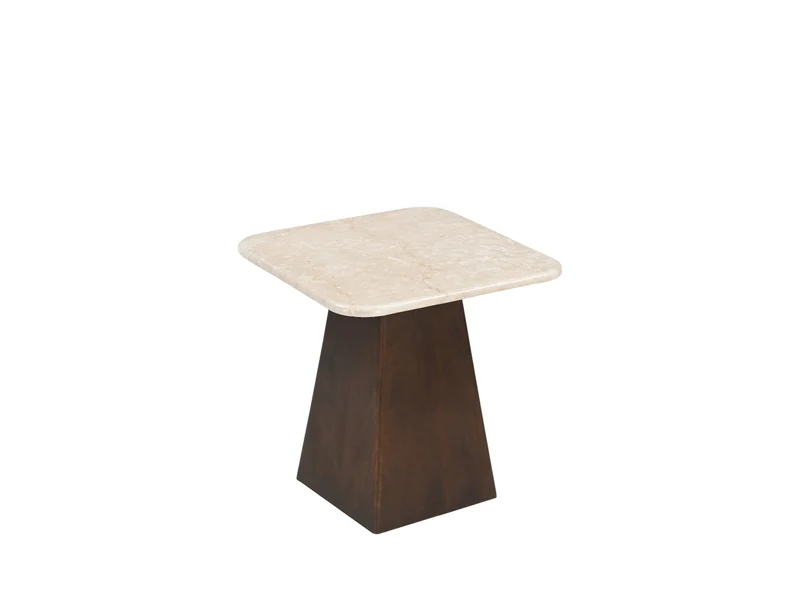 Beistelltisch Marmor-Tischplatte beige-weiß , Couchtisch beige-braun, Maße 45x45 cm
