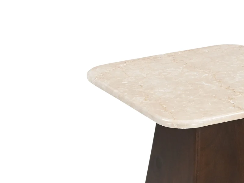 Beistelltisch Marmor-Tischplatte beige-weiß , Couchtisch beige-braun, Maße 45x45 cm