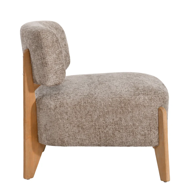 Sessel creme-taupe, Sessel Holz-Gestell, Sessel gepolstert creme, Breite 73 cm