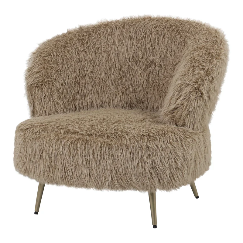 Sessel braun Felloptik, Sessel Schaffelloptik, Breite 83 cm