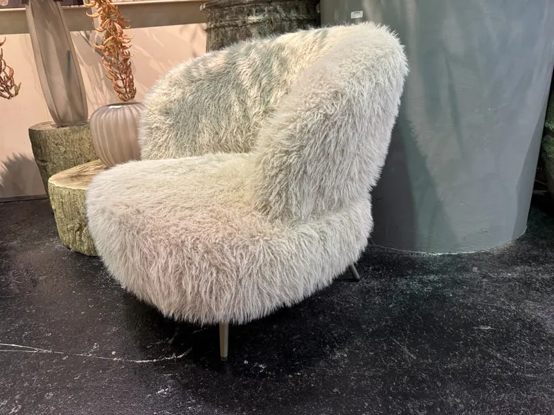 Sessel beige Felloptik, Sessel Schaffelloptik, Breite 83 cm