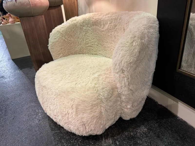 Sessel beige Felloptik, Sessel Schaffelloptik, Breite 90 cm