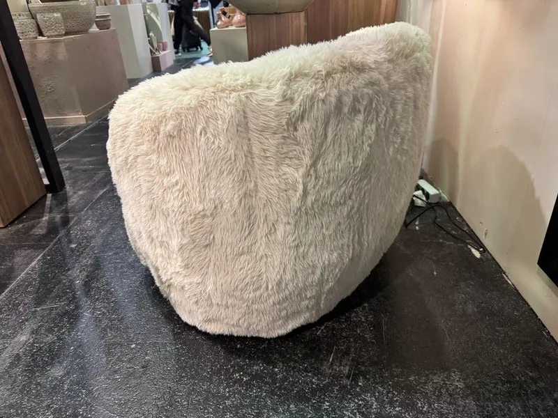Sessel beige Felloptik, Sessel Schaffelloptik, Breite 90 cm