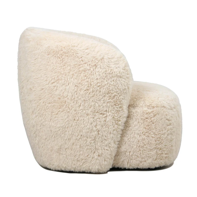 Sessel beige Felloptik, Sessel Schaffelloptik, Breite 90 cm
