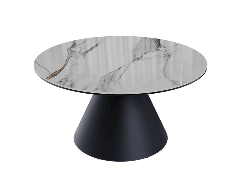 Couchtische weiß-grau Marmoroptik Keramik, runder Couchtisch schwarz Keramik, Durchmesser 75 cm