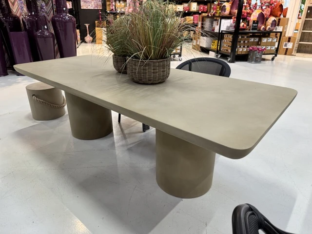 Gartentisch Beton taupe, Esstisch taupe Beton, Gartentisch Kunststoffbeton taupe, Länge 240 cm