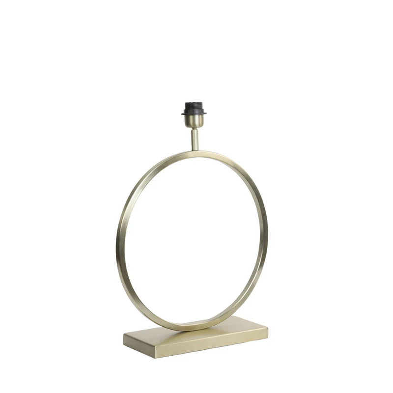 Tischleuchte Gold matt, Lampenfuß Gold für Lampenschirm, Tischlampe Kreis Gold, Höhe 42 cm