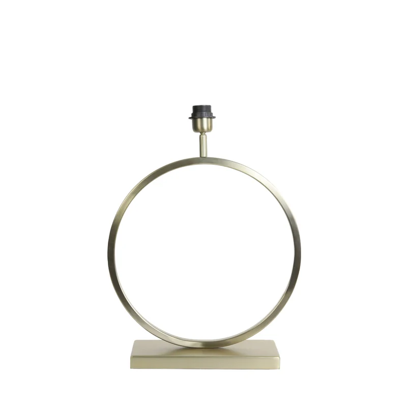 Tischleuchte Gold matt, Lampenfuß Gold für Lampenschirm, Tischlampe Kreis Gold, Höhe 42 cm