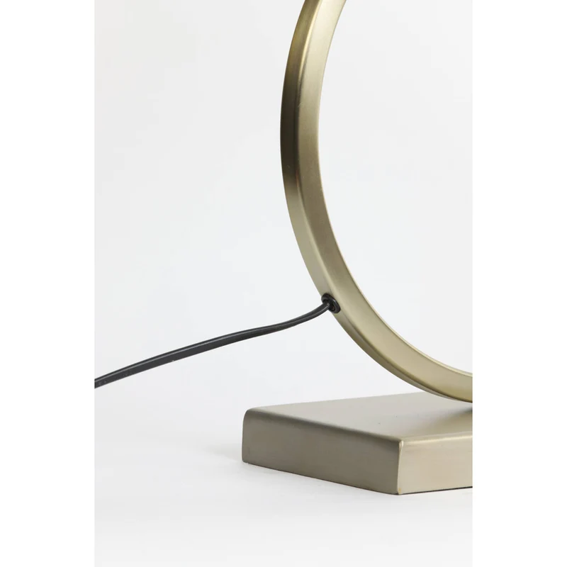 Tischleuchte Gold matt, Lampenfuß Gold für Lampenschirm, Tischlampe Kreis Gold, Höhe 42 cm