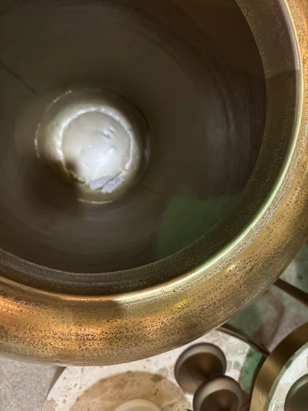 Vase rund Gold, Übertopf Gold, Höhe 68 cm