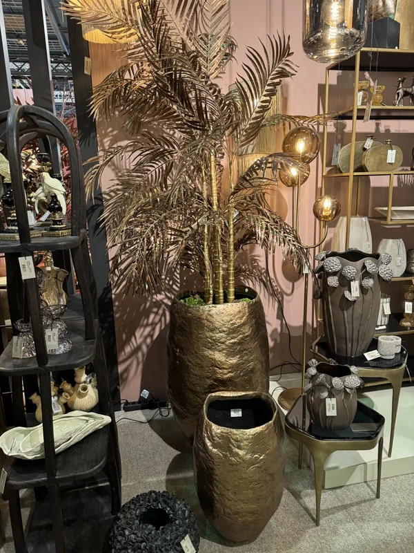 Vase Bronze, Übertopf Gold antik, Pflanzvase Bronze, Höhe 58 cm