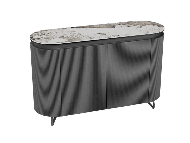 Sideboard Marmoroptik, Sideboard Keramik, ovale Anrichte Keramik, Breite 130 cm