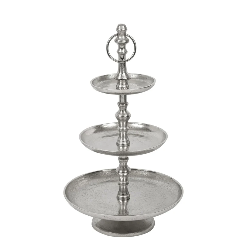 Etagere Silber Metall, Etagere 3 Etage, Höhe 48 cm