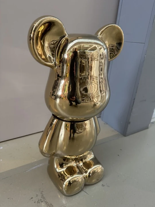 Deko Bär Gold, moderne Bär-Figur Gold, Höhe ca. 48 cm