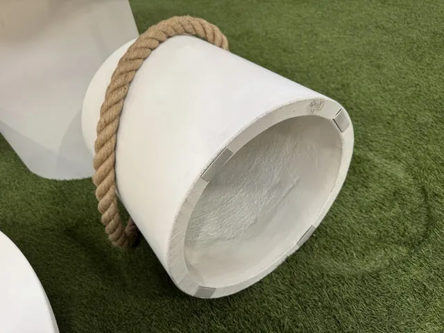 Beistelltisch rund weiß, Garten-Beistelltisch weiß Beton, Beistelltisch weiß Beton, Durchmesser 45 cm