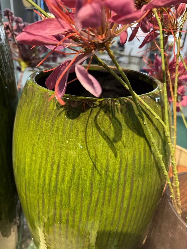 Pflanztopf grün Keramik, Blumentopf grün Keramik, Höhe 62 cm
