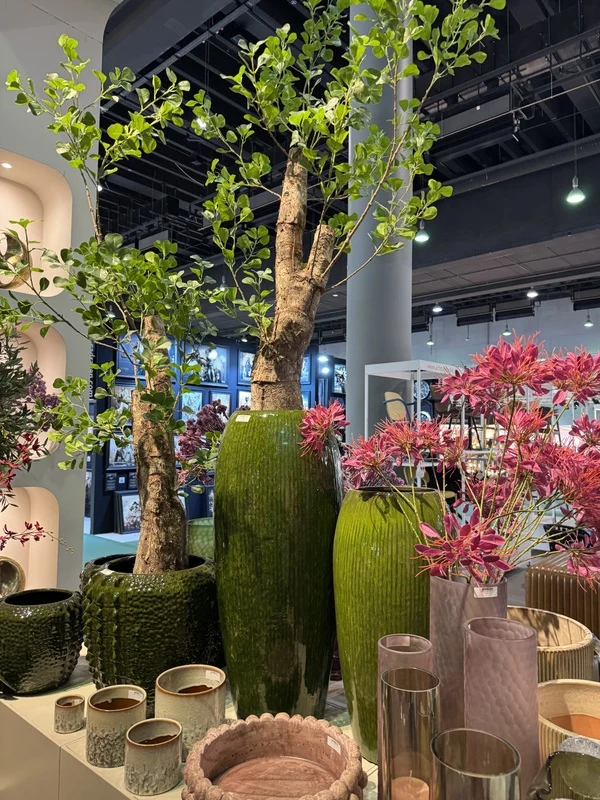 Pflanztopf grün Keramik, Blumentopf grün Keramik, Höhe 62 cm