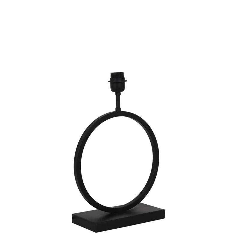 Tischleuchte schwarz, Lampenfuß schwarz für Lampenschirm, Tischlampe Kreis schwarz, Höhe 42 cm