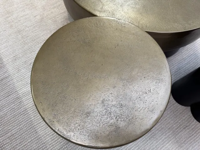 Beistelltisch Bronze-schwarz, Beistelltisch rund Metall Gold, Durchmesser 37 cm