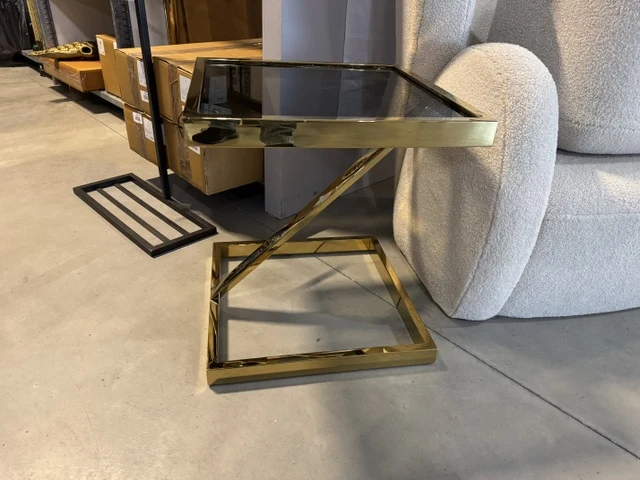 Beistelltisch Gold Glas-Metall, Beistelltisch Glas Gold, Maße: 45x45 cm