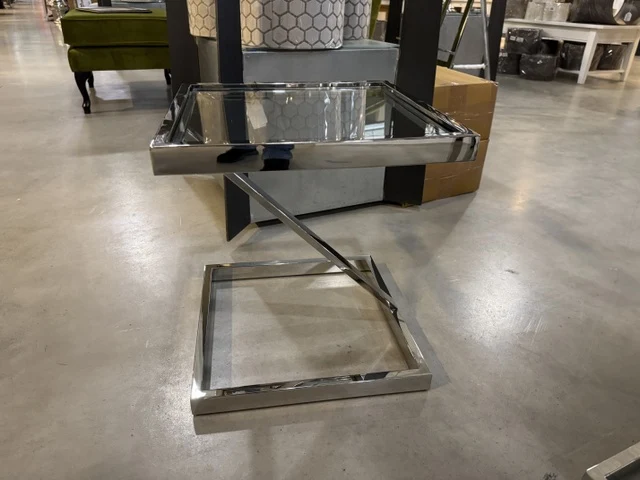 Beistelltisch Silber Glas-Metall, Beistelltisch Glas Silber, Maße: 45x45 cm