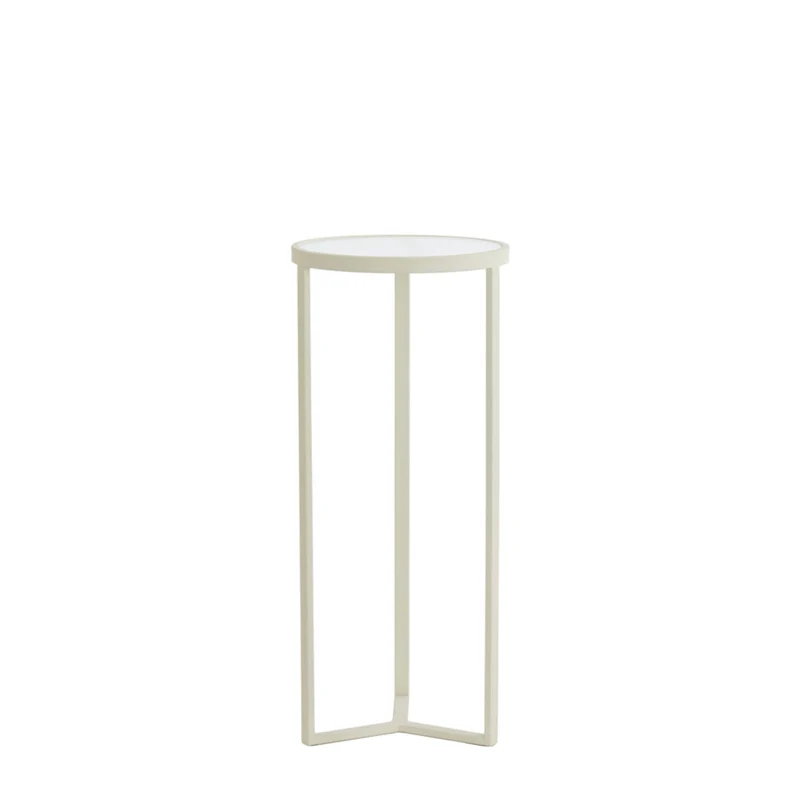Dekosäule creme-weiß Metall, Säule rund Metall weiß, Höhe 81 cm