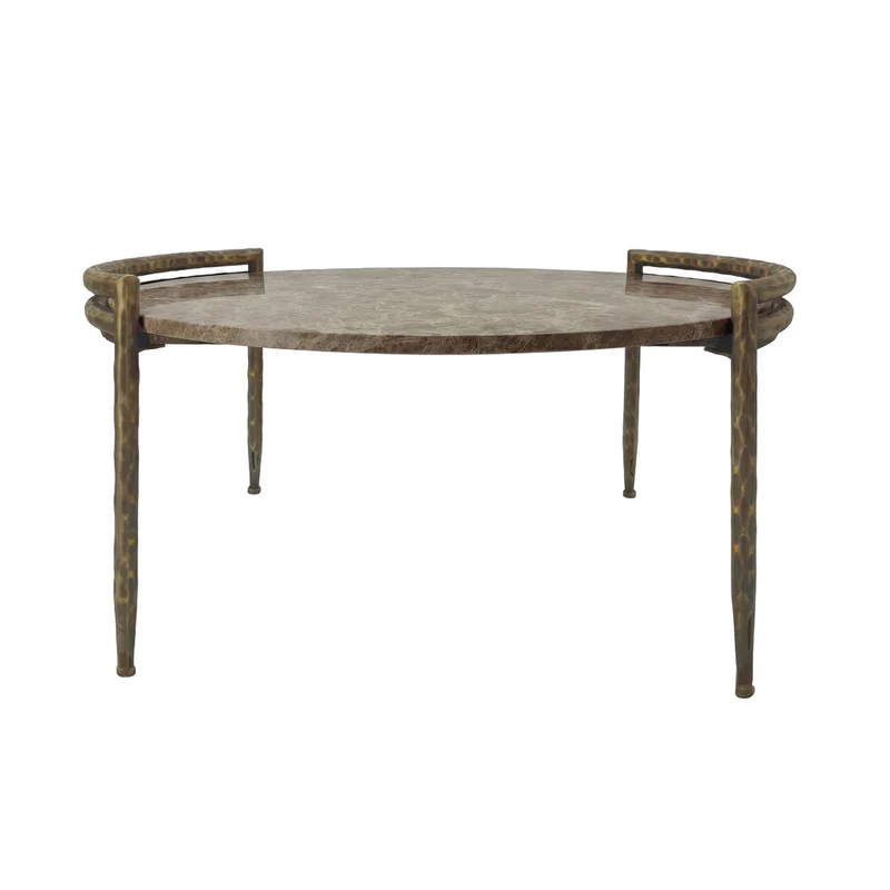 Couchtisch rund Marmor-Bronze, Couchtisch Marmor braun, Breite 80 cm