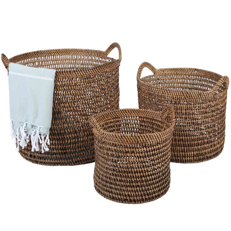 Rattan Korb Eda Braun mit Henkel