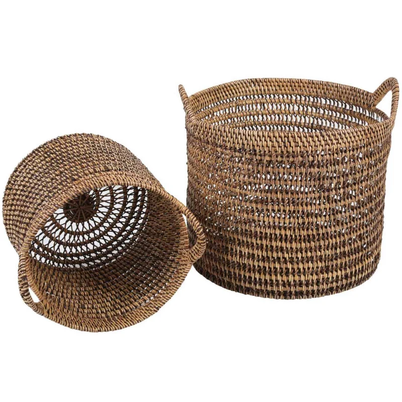 Rattan Korb Eda Braun mit Henkel