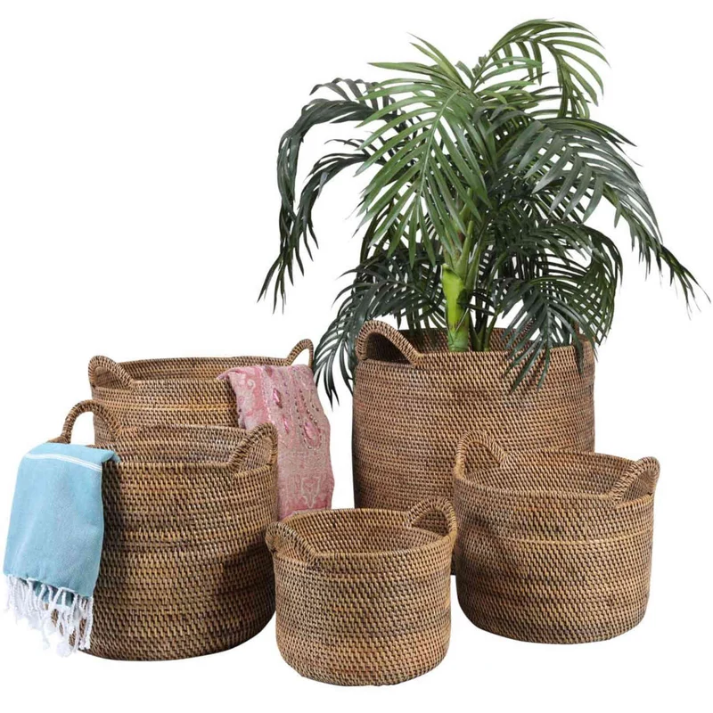 Rattan Korb Elie Braun mit Henkel