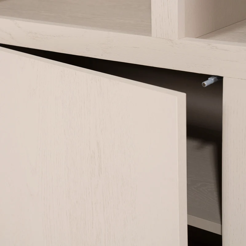Highboard beige-taupe Eiche furniert, Schrank taupe mit zwei Türen, Wohnzimmerschrank taupe Holz Eiche furniert, Breite 120 cm