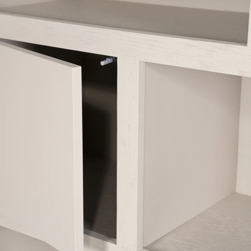 Wohnzimmerschrank beige-taupe Eiche furniert, Schrank taupe mit zwei Türen, Bücherregal taupe Holz Eiche furniert, Breite 120 cm