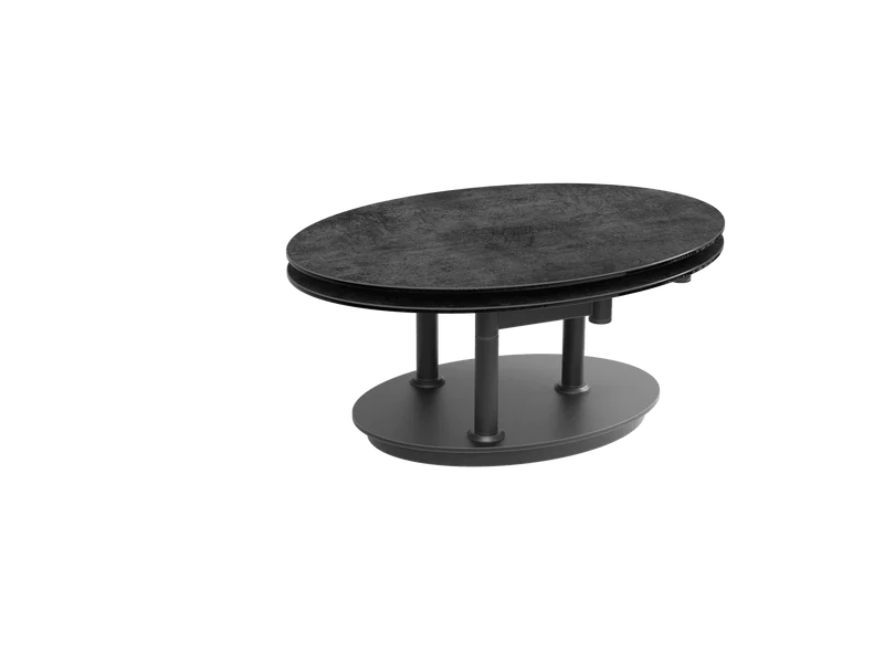 Couchtische anthrazit-grau oval ausziehbar Keramik, ovaler Couchtisch Keramik ausziehbar, Maße: 90-150 cm