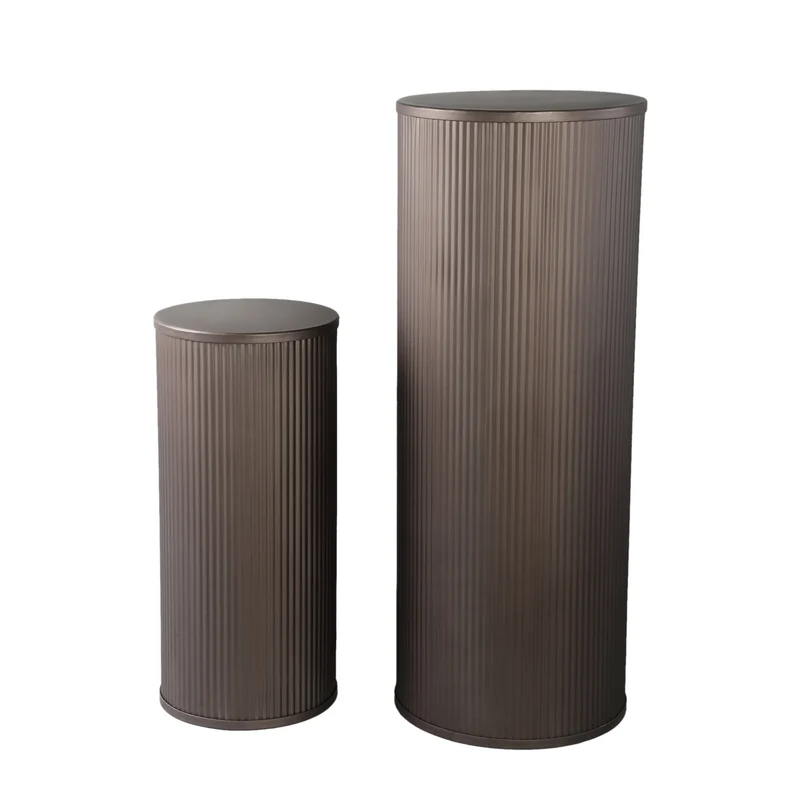 Dekosäule braun Metall, Metall Säule braun 2er Set, Höhe 60-100 cm