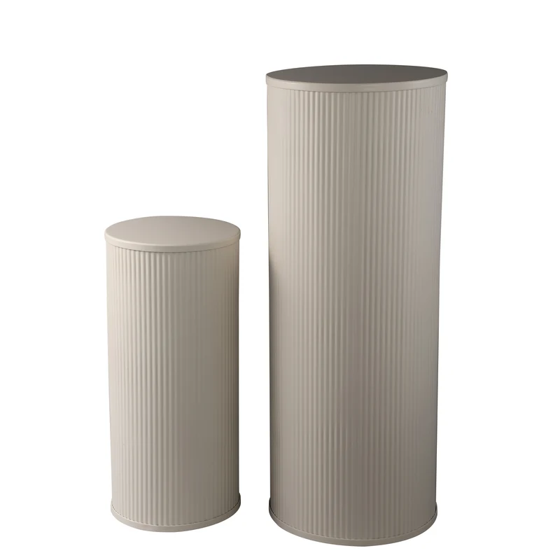 Dekosäule weiß Metall, Metall Säule weiß 2er Set, Höhe 60-100 cm