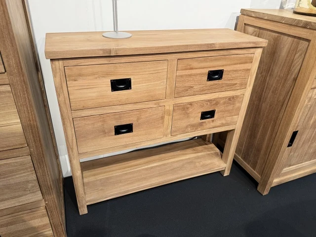 Kommode Holz Teak, Anrichte Massivholz Teak, Sideboard Holz Teak, Breite 90 cm