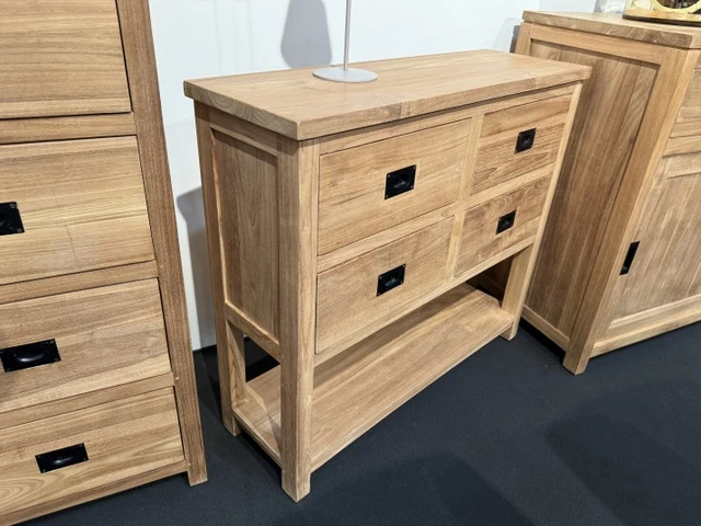 Kommode Holz Teak, Anrichte Massivholz Teak, Sideboard Holz Teak, Breite 90 cm