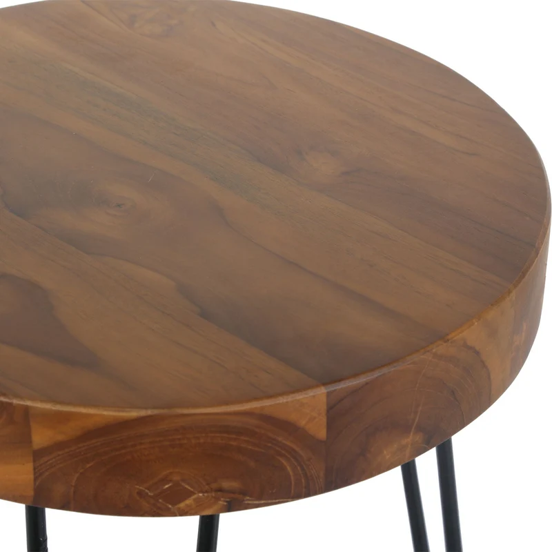 Teak Beistelltisch Ella mit Haarnadel Beinen