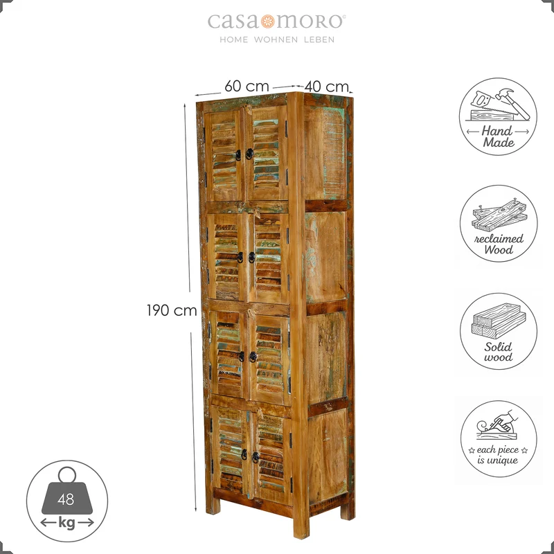 Massivholz Hochschrank – Schmal