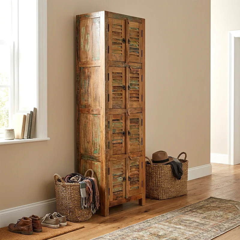 Massivholz Hochschrank – Schmal