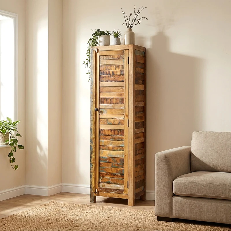 Massivholz Hochschrank – Schmal